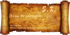 Sisa Krisztofer névjegykártya
